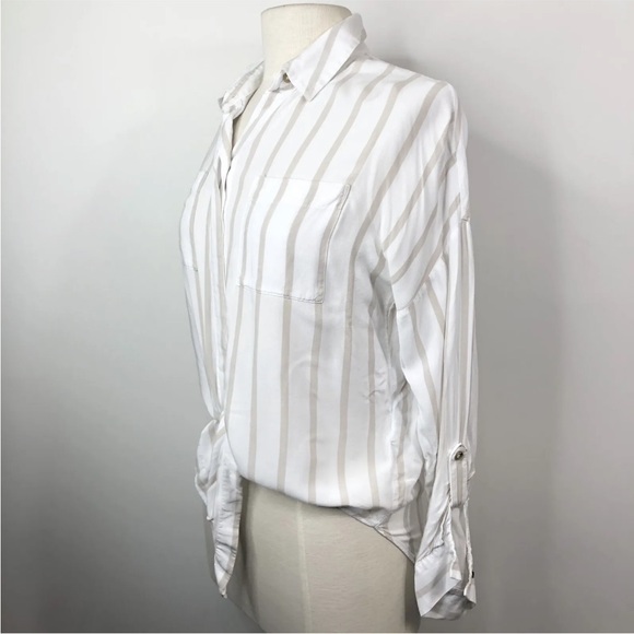 Maeve x Anthropologie Front Tie Long Sleeve Button Up Shirt - Picture 2 of 6